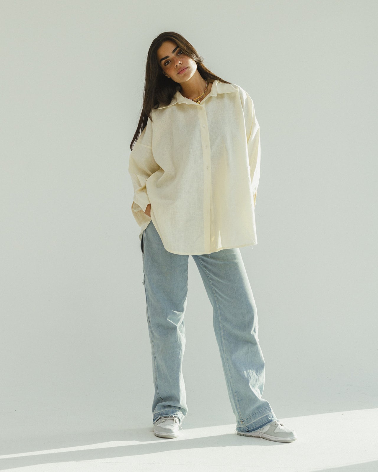 2-in-1 Organic Linen Shirt In Powder Yellow