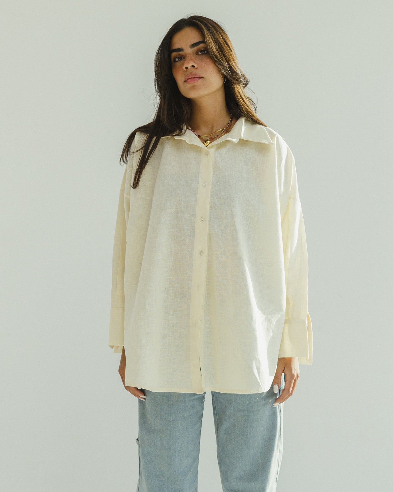 2-in-1 Organic Linen Shirt In Powder Yellow