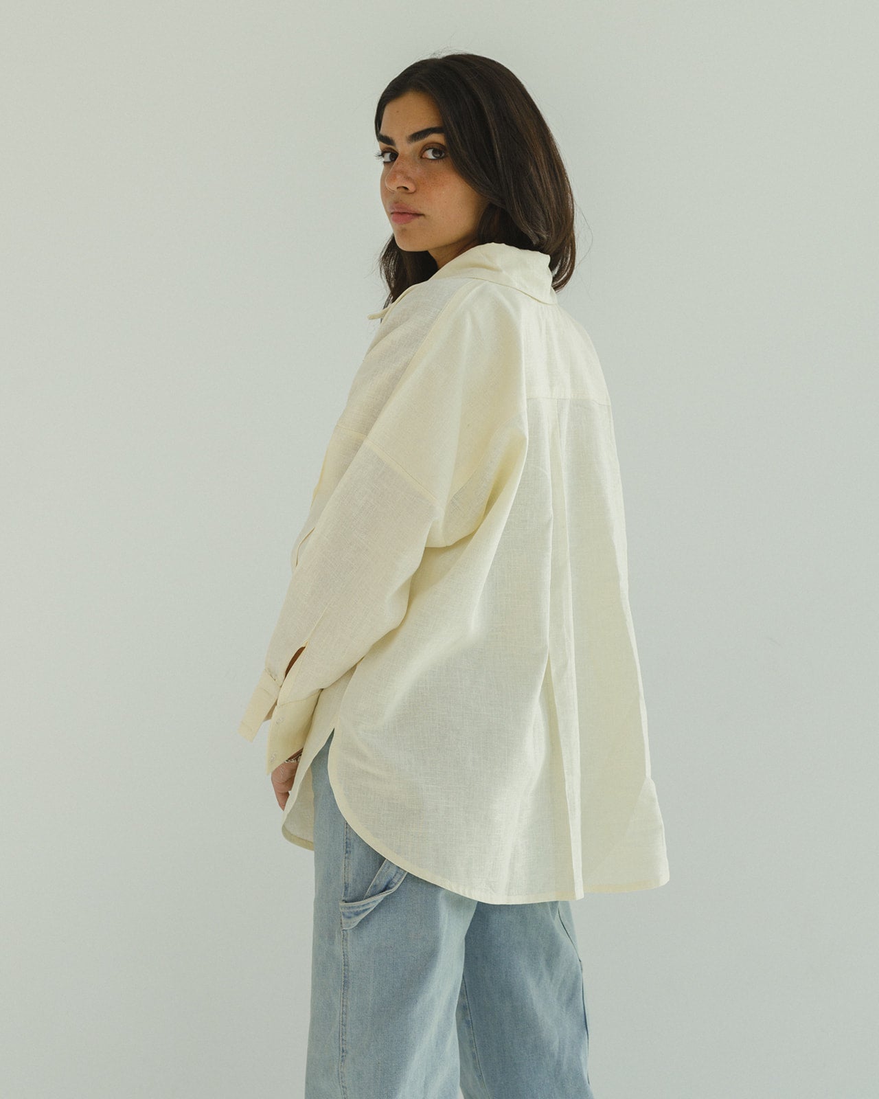 2-in-1 Organic Linen Shirt In Powder Yellow