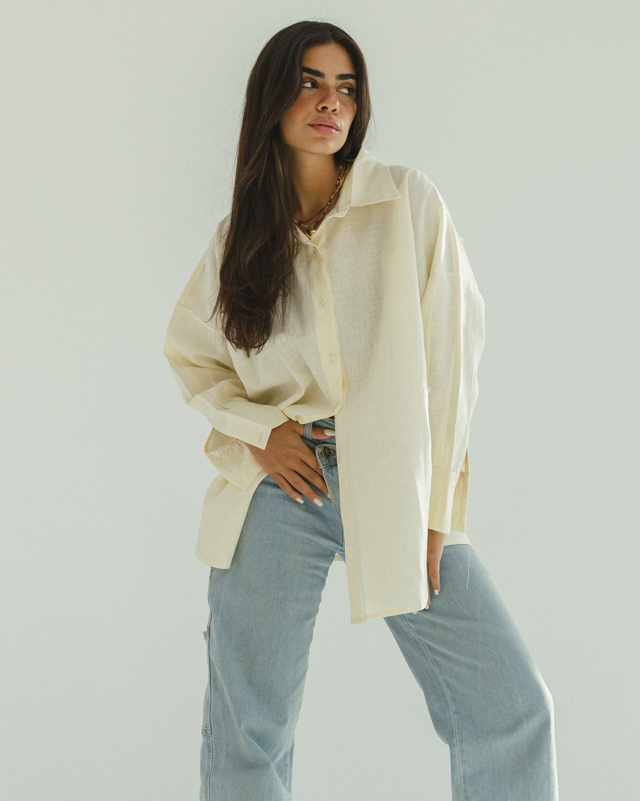 2-in-1 Organic Linen Shirt In Powder Yellow