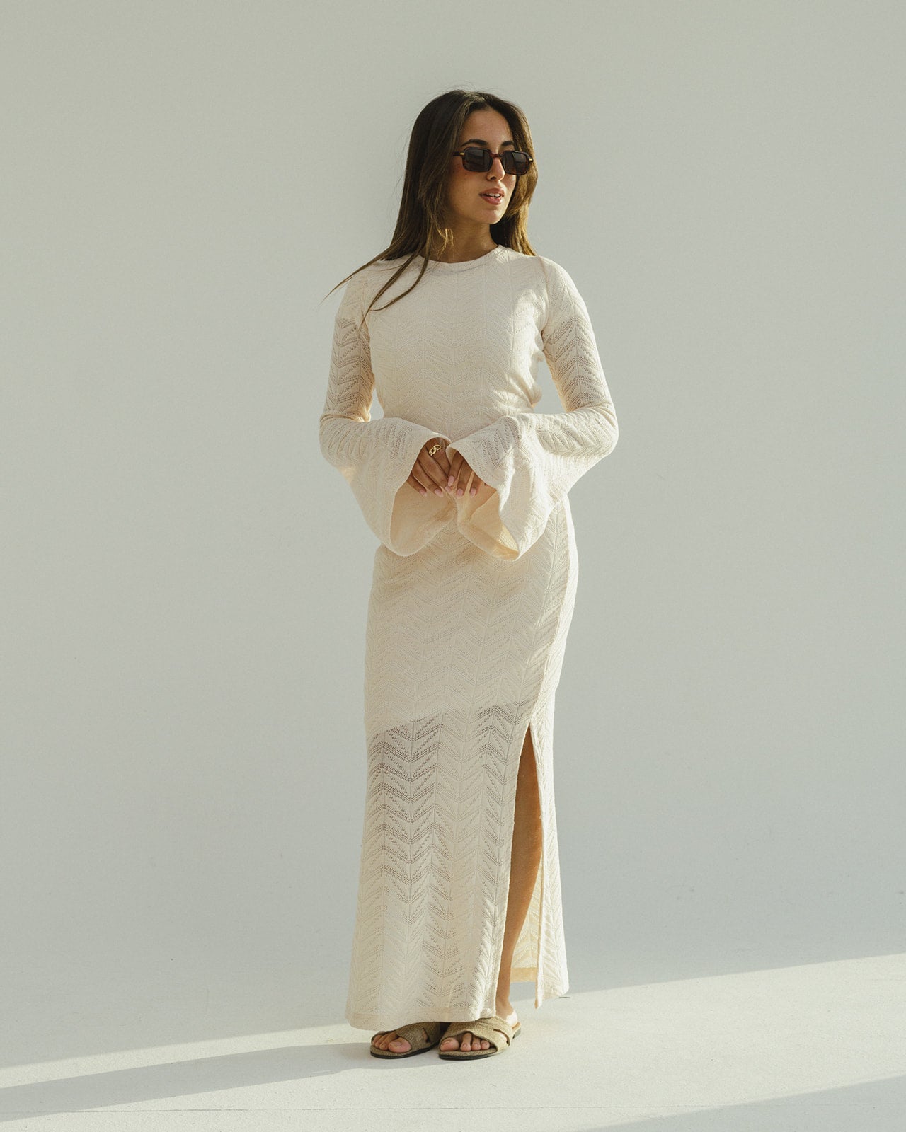 Crochet Off-White Dress in