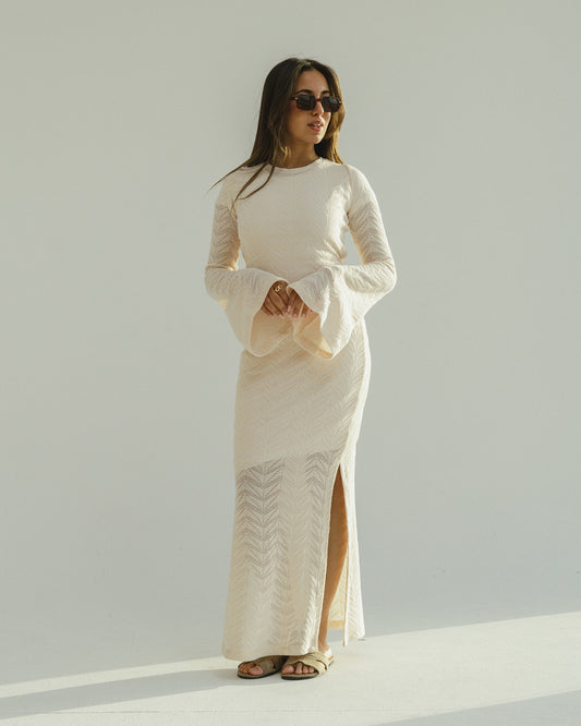 Crochet Off-White Dress in