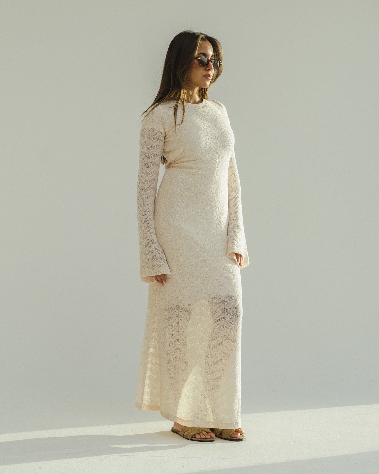 Crochet Off-White Dress in