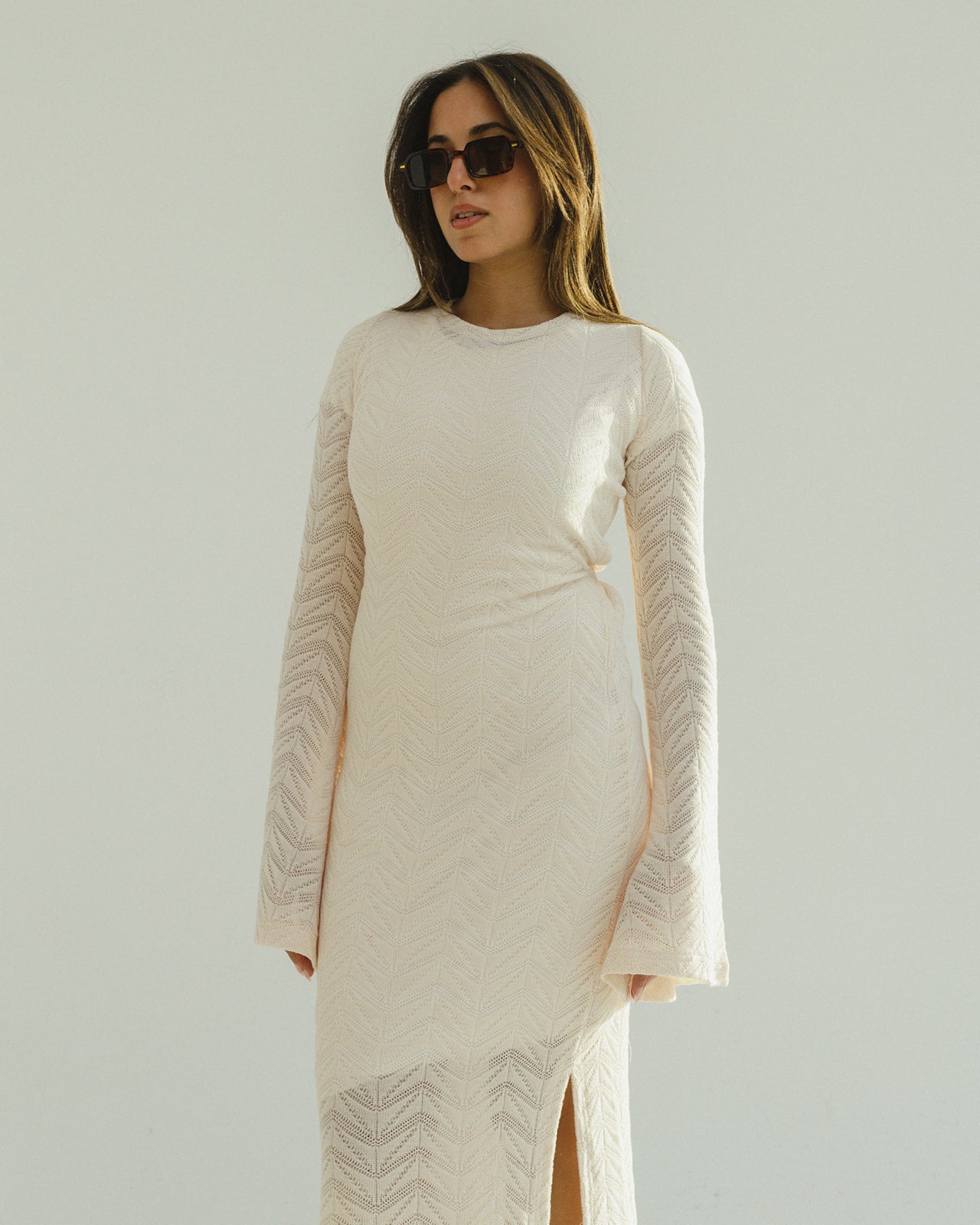 Crochet Off-White Dress in