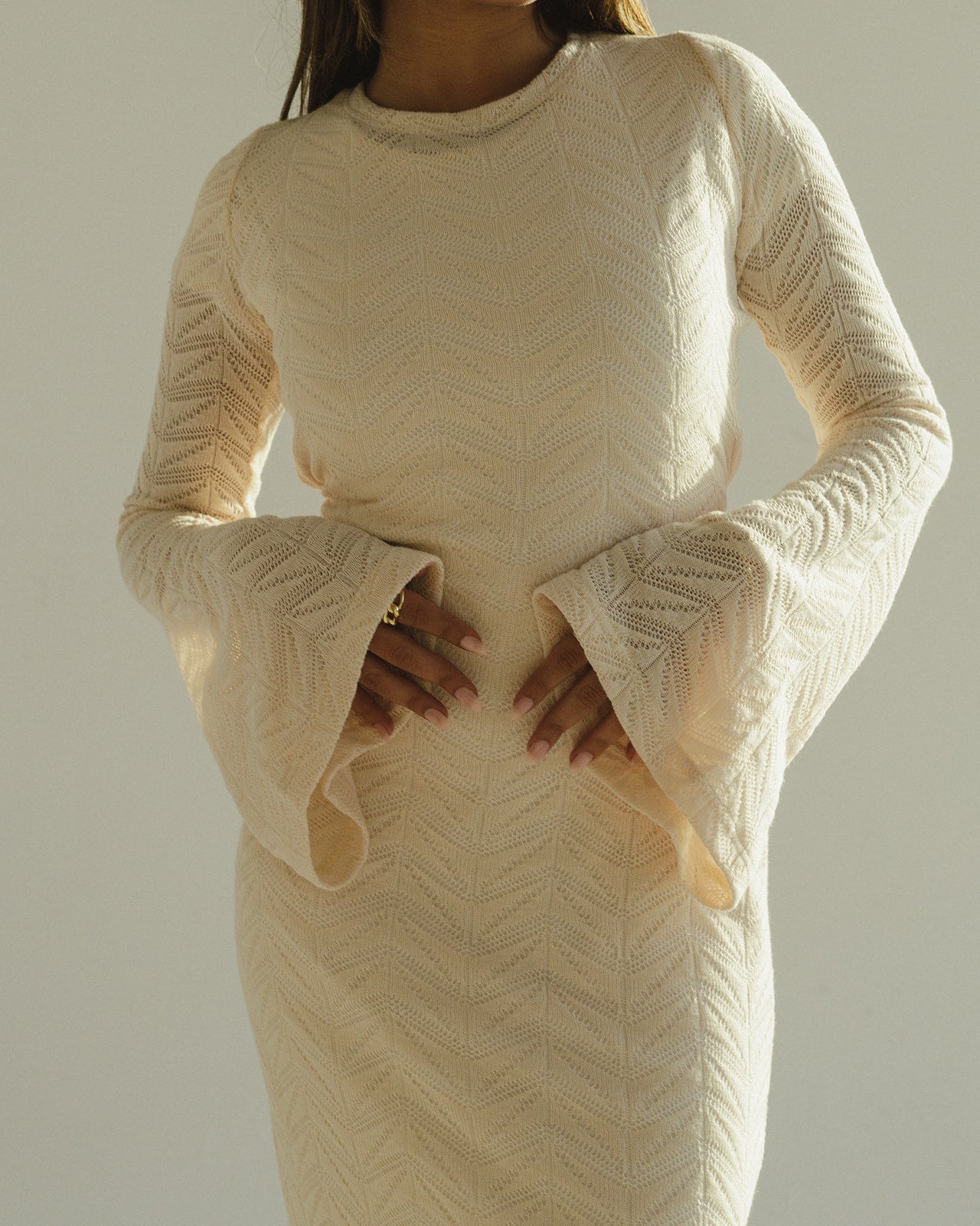 Crochet Off-White Dress in