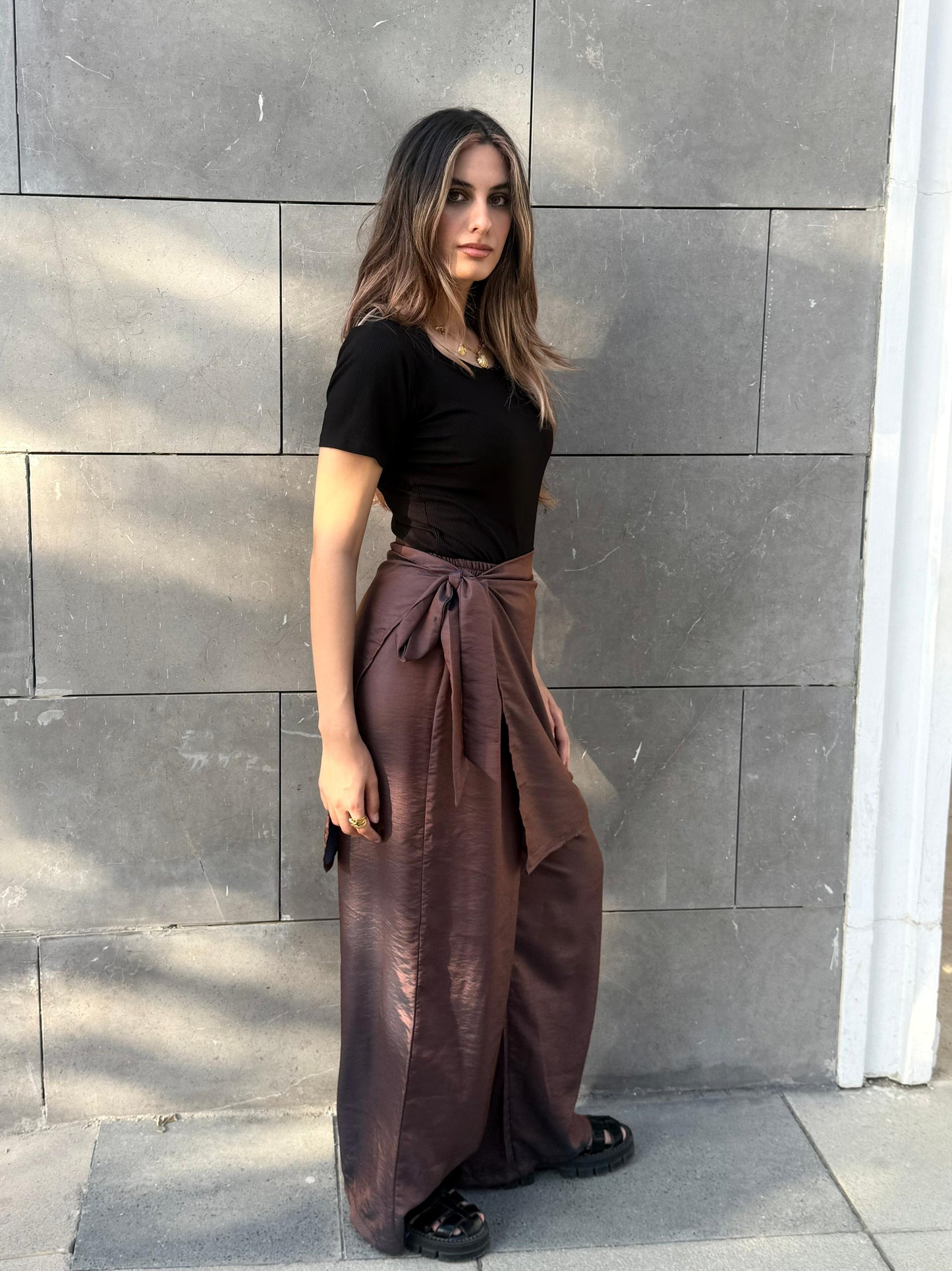 mocha wrap pants