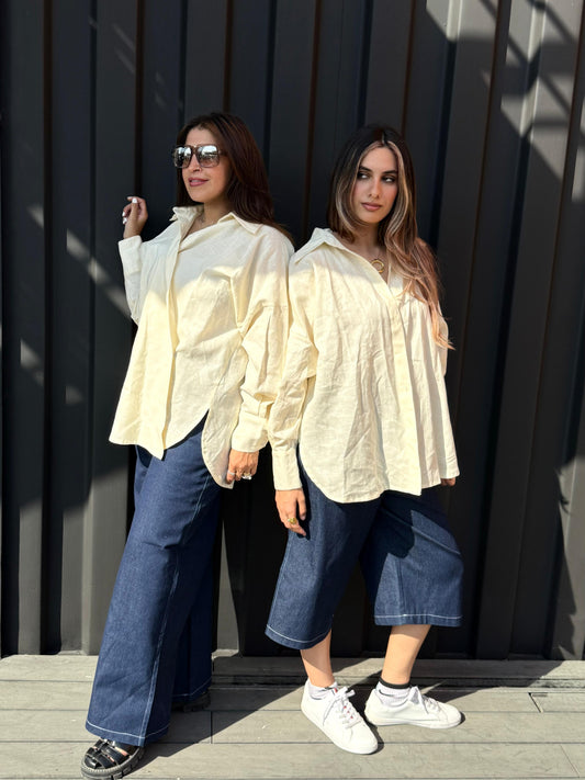 2-in-1 Organic Linen Shirt In Powder Yellow