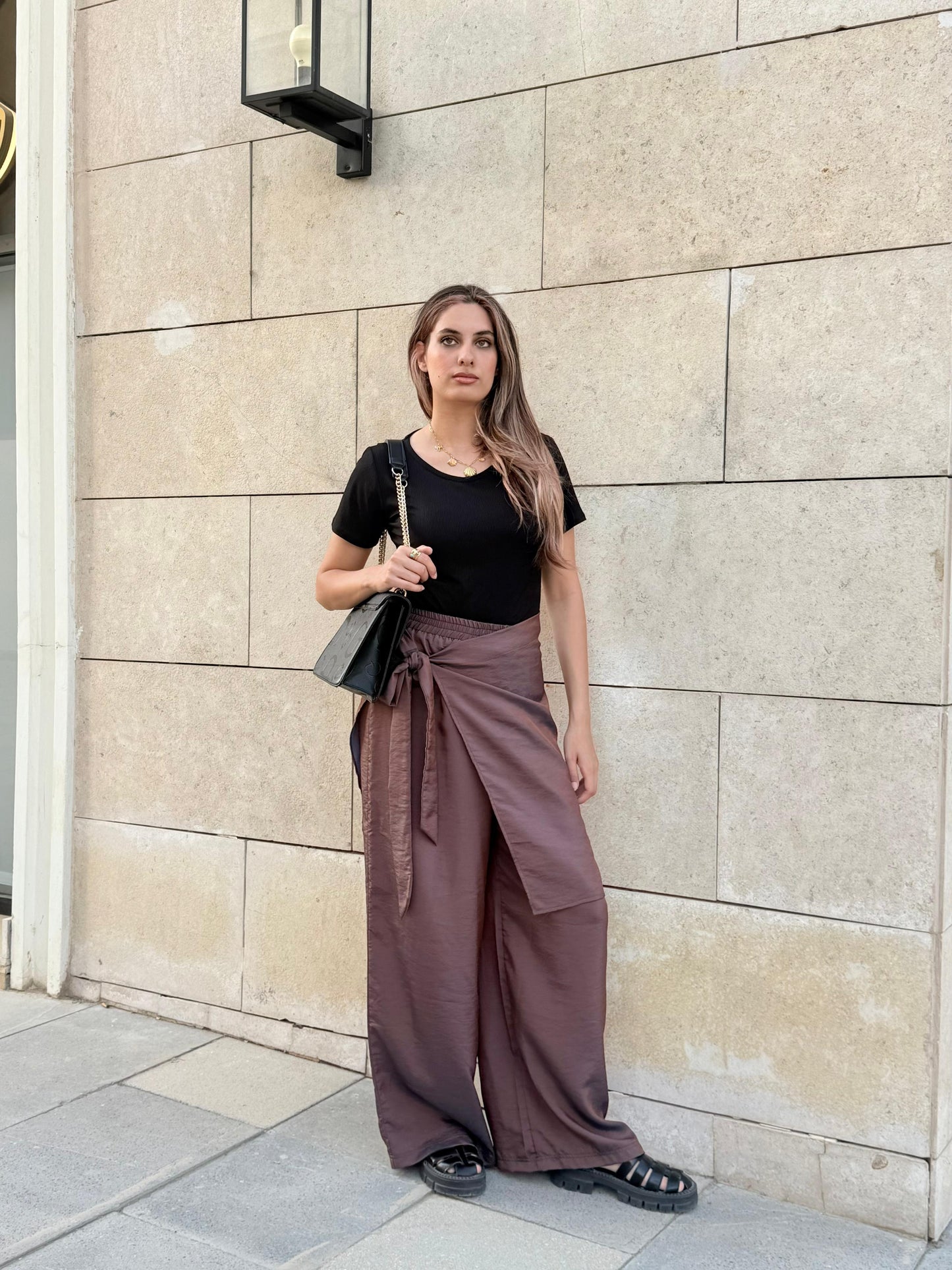 mocha wrap pants