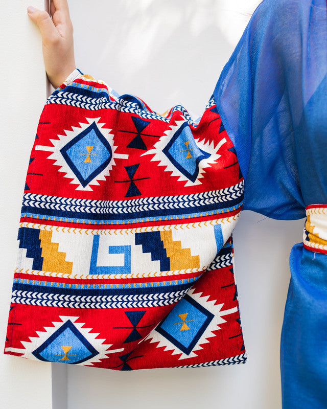 Women's Blue Squared Sleeves Kaftan Abaya