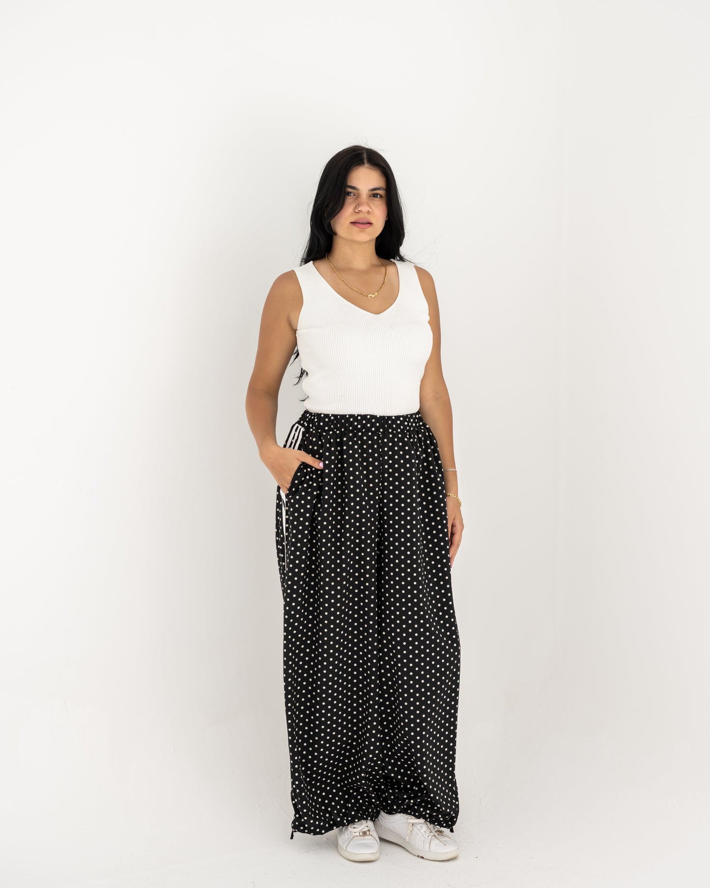 Boho Polka Pants In Black