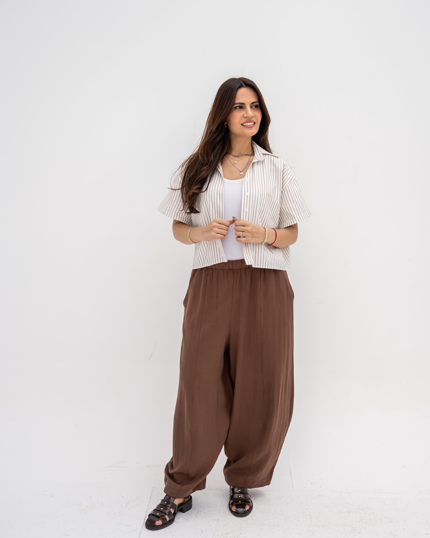 Ballon Linen Pants In Brown