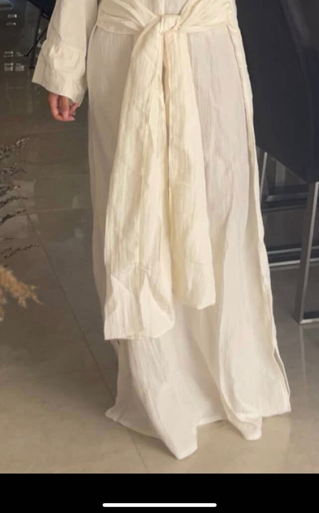 Crinkled off White Dress
