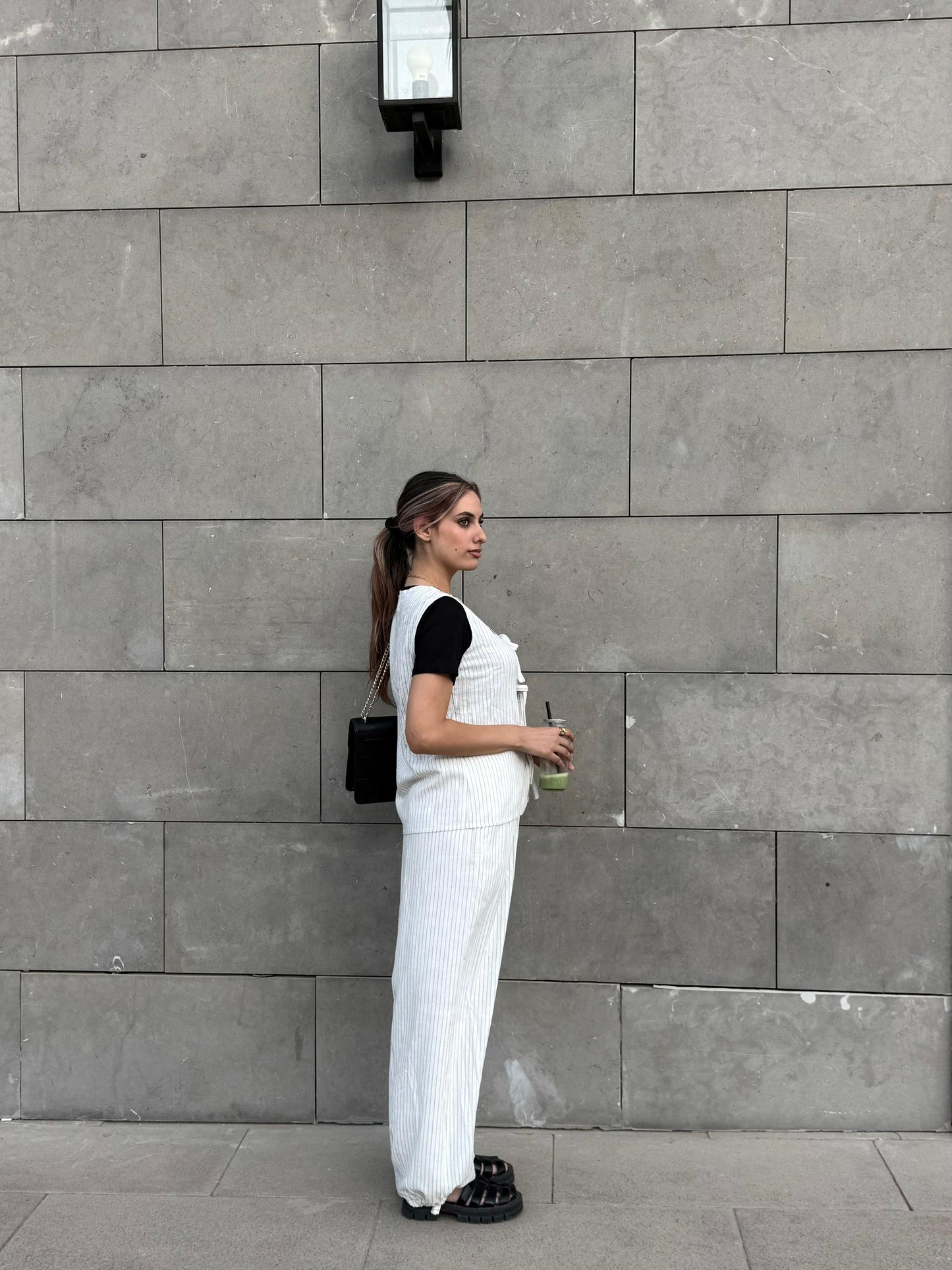 Ribbon Vest Set In White