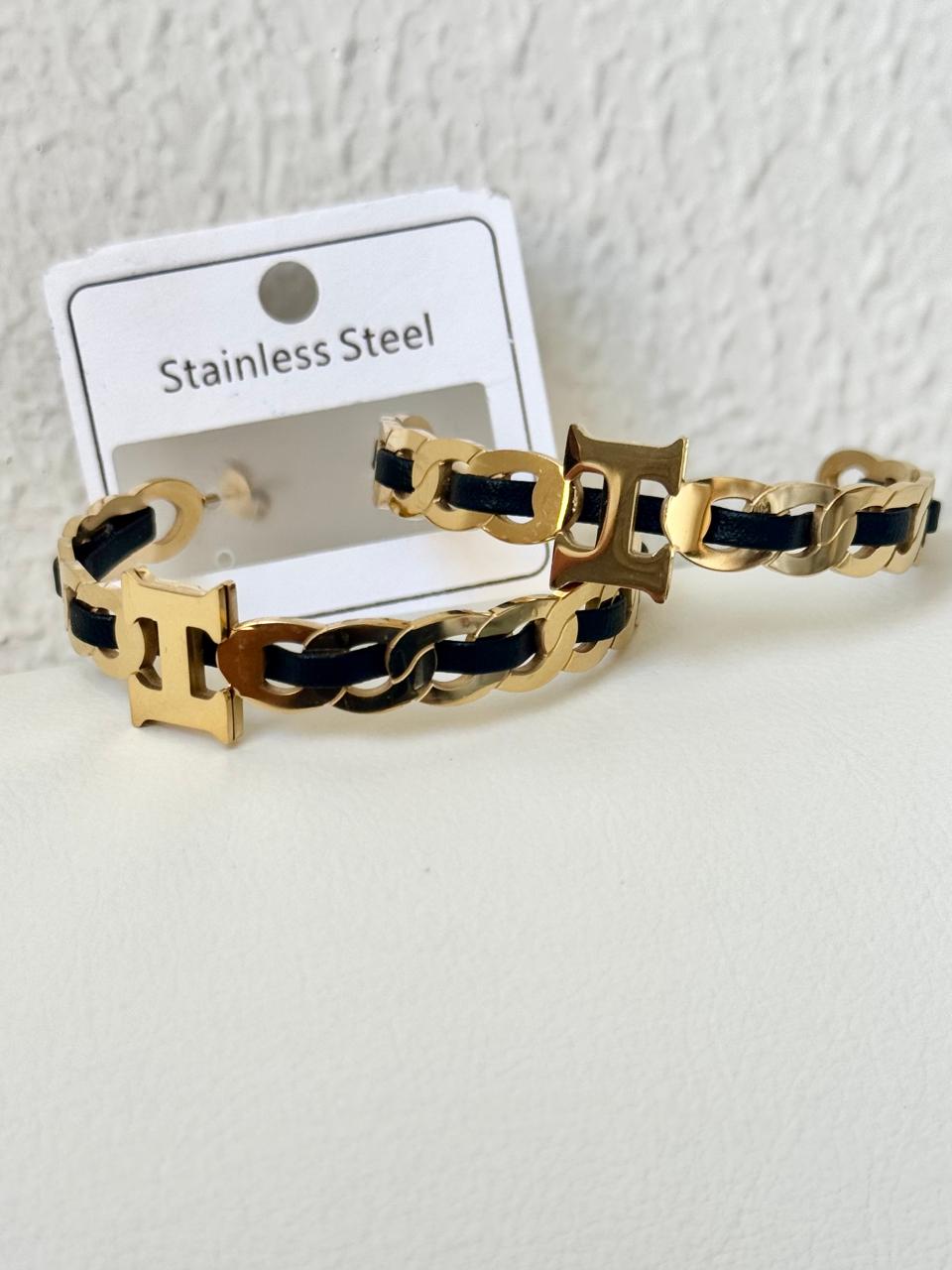 black&gold big earrings