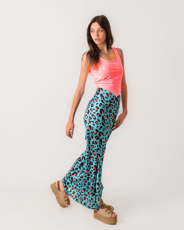 Pure Satin Wrapped Skirt - Turquoise | Elegant Women's Fashion Bottoms | Made in Egypt - One Size Fit