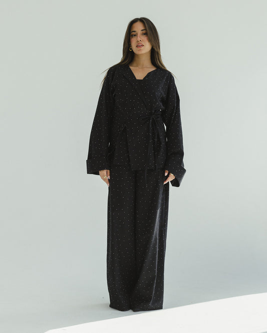 Bling Wrapped Linen Set In Black