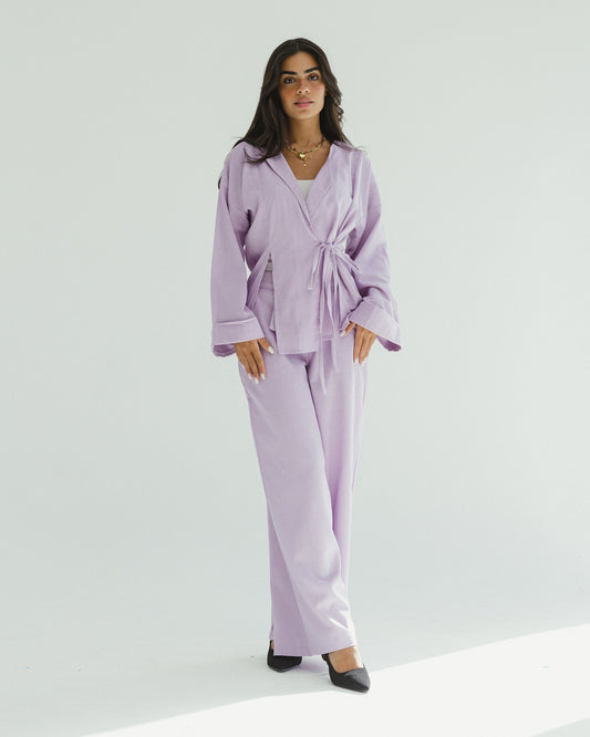 Bling Wrapped Linen Set In Lilac
