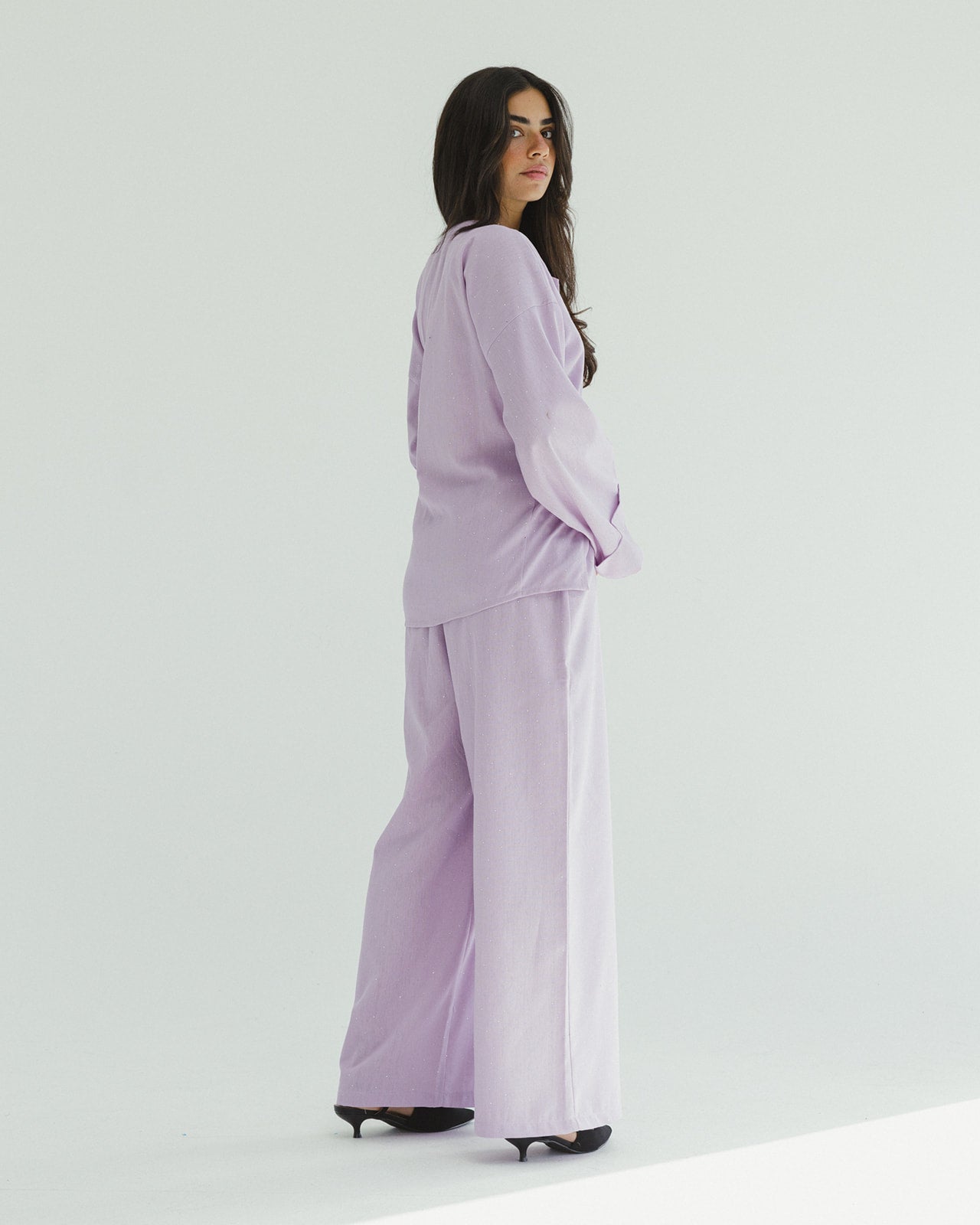 Bling Wrapped Linen Set In Lilac