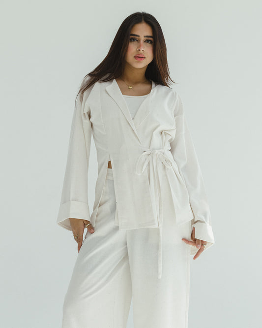 Bling Wrapped Linen Set In white