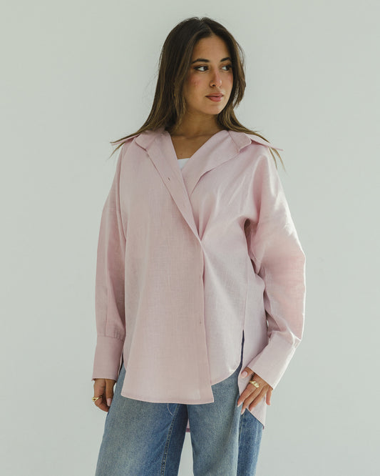 2-in-1 Organic Linen Shirt In Baby-Lilac