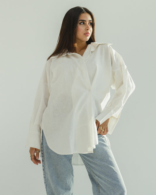 2-in-1 Organic Linen Shirt In Off-White