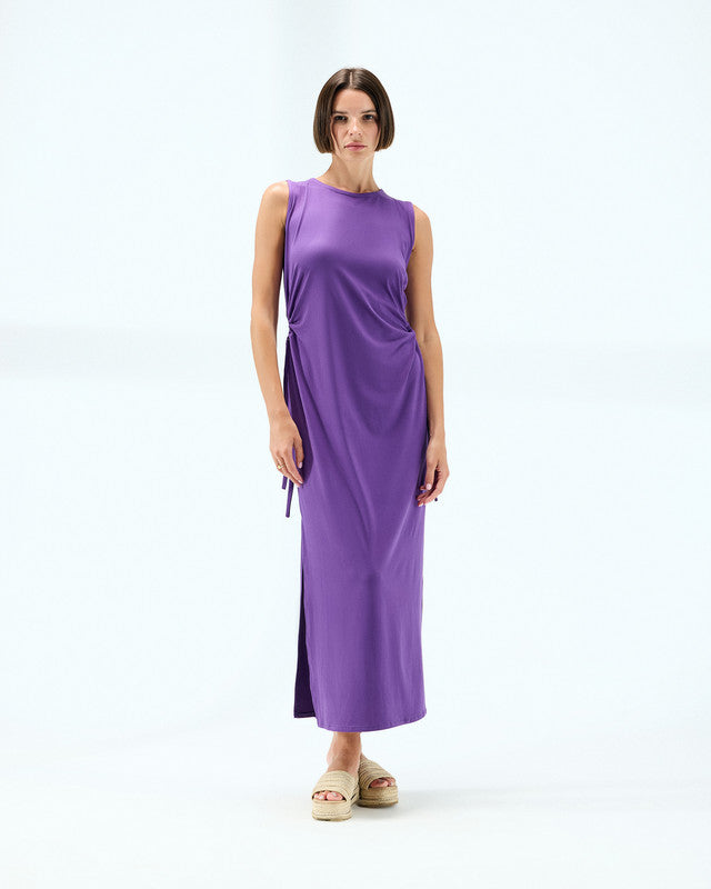 Basic sleeveless long Dress in purple