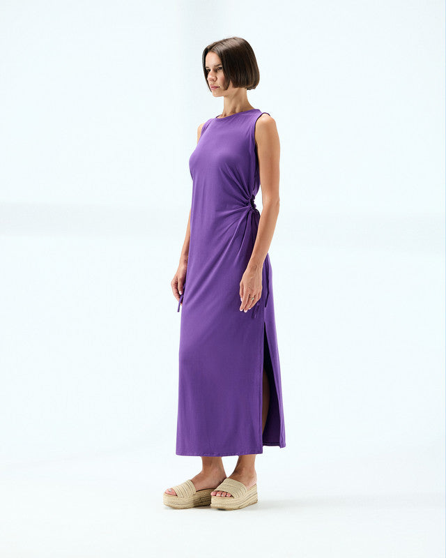 Basic sleeveless long Dress in purple