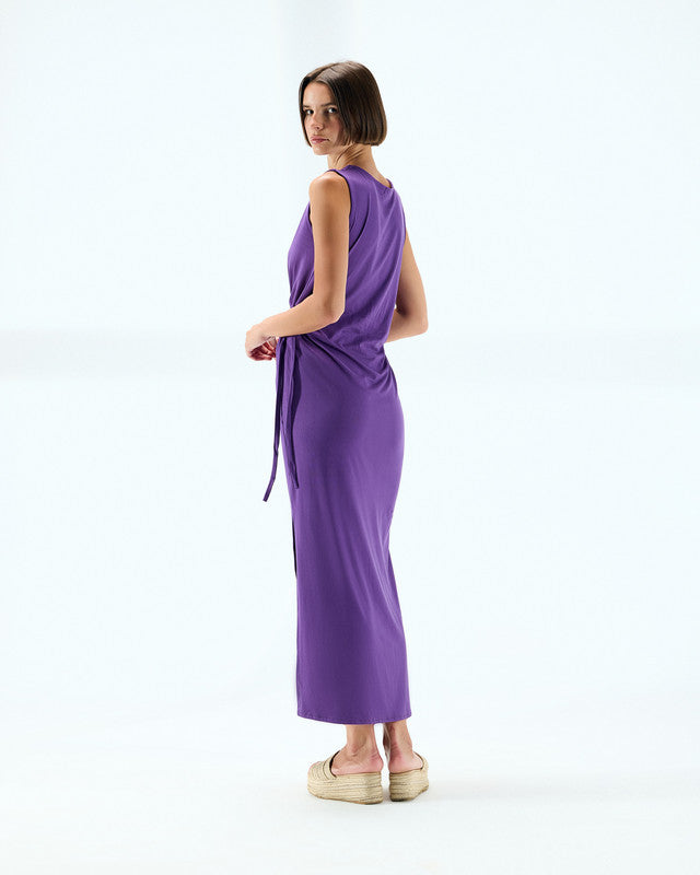 Basic sleeveless long Dress in purple