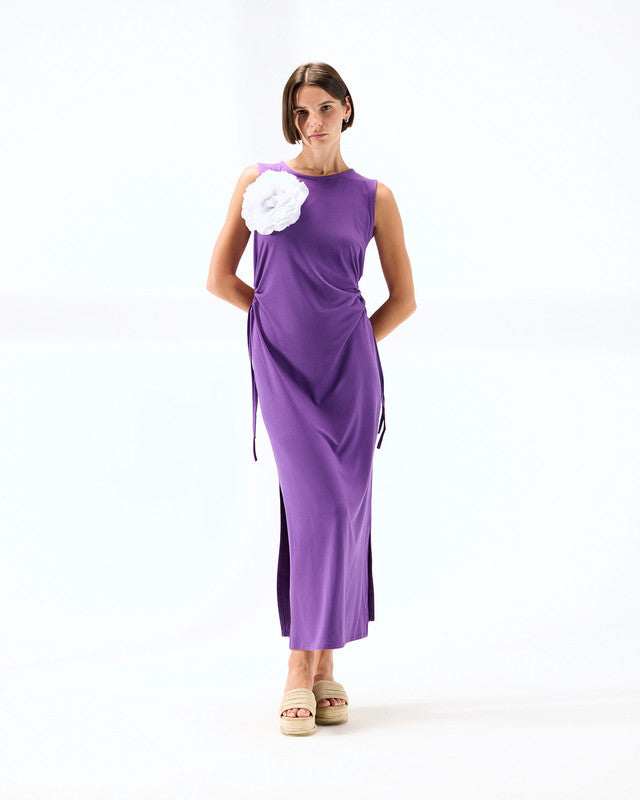 Basic sleeveless long Dress in purple