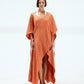 Women's Powder Orange Cover-Up - Spanish Linen, Free Size - Elegant Beach and Resort Wear Kaftan for Casual and Festive Occasions