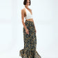 Women's Black & Yellow Tiger Print Skirt - Lined Chiffon Maxi Skirt, Free Size - Stylish Tiger Print for Casual and Festive Occasions