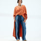 Women's Powder Orange Cover-Up - Spanish Linen, Free Size - Elegant Beach and Resort Wear Kaftan for Casual and Festive Occasions