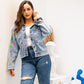 Women's Blue Denim Light Jacket - Stylish Casual Outerwear - Versatile Tops & Coats - Made in Egypt