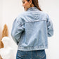 Women's Blue Denim Light Jacket - Stylish Casual Outerwear - Versatile Tops & Coats - Made in Egypt