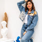 Women's Gold-Silver Cropped Denim Jacket - Stylish Metallic Top - Made in Egypt