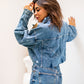 Women's Gold-Silver Cropped Denim Jacket - Stylish Metallic Top - Made in Egypt