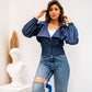 Women's Dark Denim Collar Jacket - Stylish Egyptian-Made Denim Fabric Top for All Seasons
