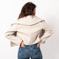 Amilia Beige Short Jacket - Soft Wool Blend, Heavyweight Fabric, Women's Fashion Outerwear, Made in Egypt