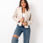 Amilia Beige Short Jacket - Soft Wool Blend, Heavyweight Fabric, Women's Fashion Outerwear, Made in Egypt