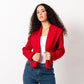 Amilia Short Red Wool Jacket by Aya Osama Couture - Heavy Weight, Stylish, Warm Winter Outerwear for Women