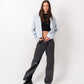 Amilia Dusty Babyblue Short Jacket - Soft Wool Blend, Heavyweight Fabric, Women's Fashion Outerwear by Aya Osama Couture