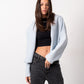 Amilia Dusty-Short Babyblue Wool Jacket - Heavy Weight, Warm, Stylish Women's Winter Coat by Aya Osama Couture, Egypt Made
