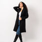 Women's Basic Long Coat - Black, Heavyweight Soft Wool Blend, Elegant Winter Jacket, Made in Egypt