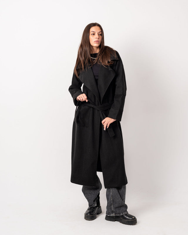 Women's Oversized Black Wool Blend Coat - Heavyweight, Soft, Stylish Winter Jacket