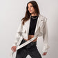 Women's Pure White Leather Coat - Double Way Design, Premium Quality, Made in Egypt