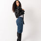 Women's Pure Leather Double Way Coat - Black, Stylish & Versatile Jacket, Made in Egypt