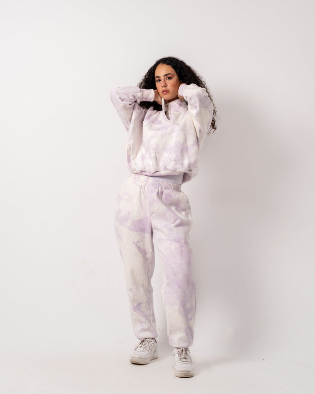 Women's Purple Tie-Dye Set - Premium Heavy Melton Fabric, Made in Egypt