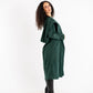 Women's Green Velvet Coat - Elegant Pleated Design, Luxurious Winter Jacket, Made in Egypt