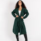 Women's Green Velvet Coat - Elegant Pleated Design, Luxurious Winter Jacket, Made in Egypt