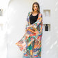 Women's Pure Satin Printed Kimono Cardigan - Elegant Fashion Tops - Made in Egypt - One Size Fit